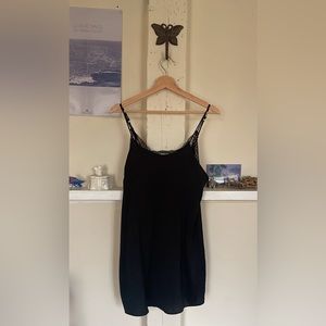 Black satin mini dress